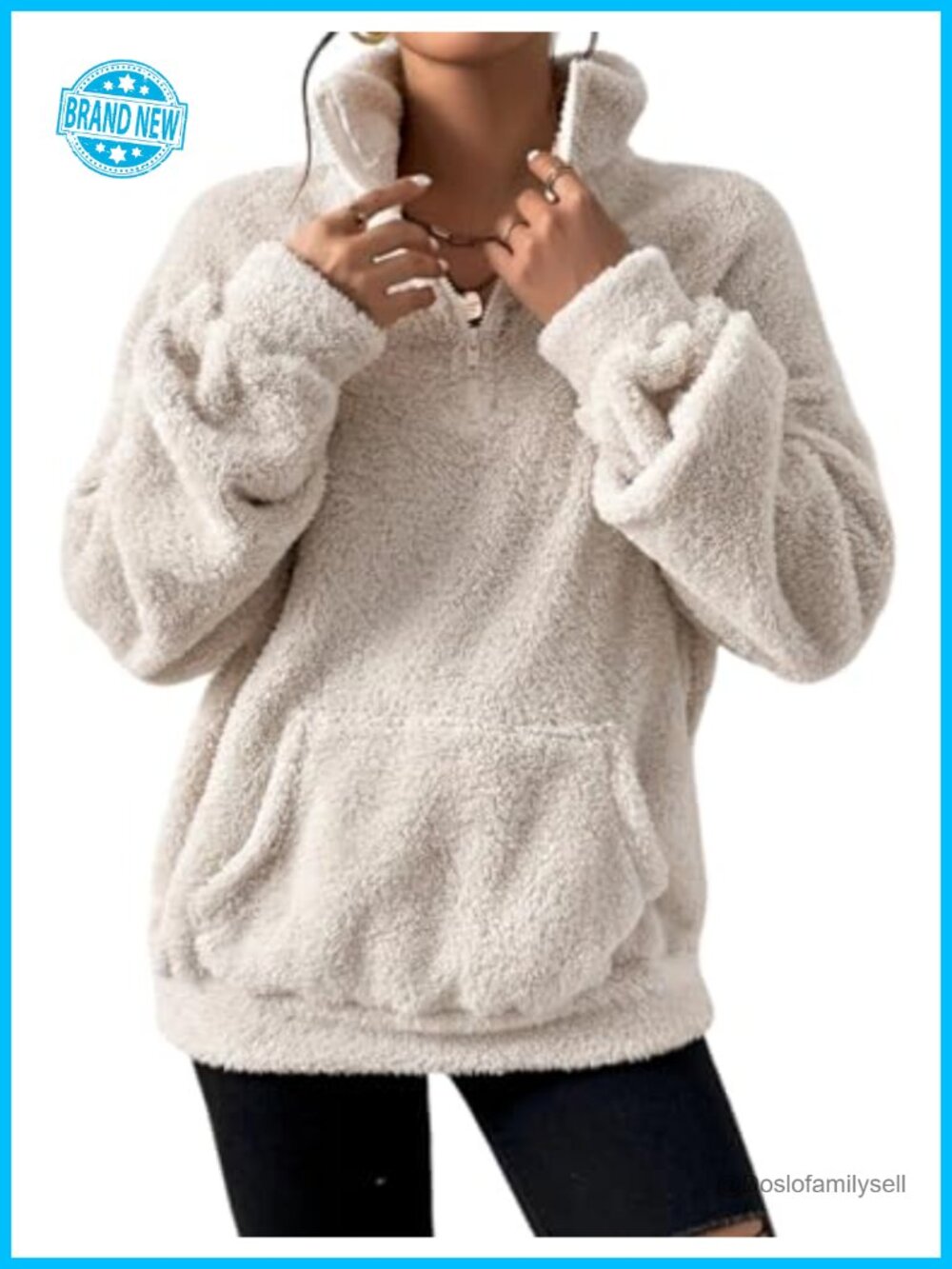 Womens Fleece Quarter Zip Pullover Sweatshirt Fuzzy Sherpa Jacket